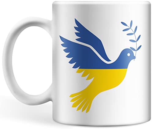 Tasse Ukraine Flagge Friedenstaube, Frieden für Ukraine Kaffeetasse Ukrajina Ukrainer Ukrainisch Kiew von Deqosy