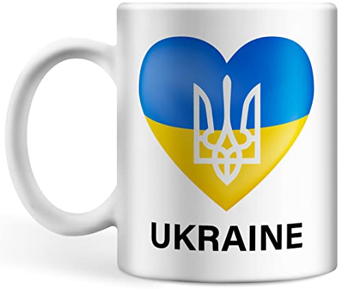 Tasse Ukraine Flagge Herz, Frieden für Ukraine Kaffeetasse Ukrajina Ukrainer Ukrainisch Kiew von Deqosy