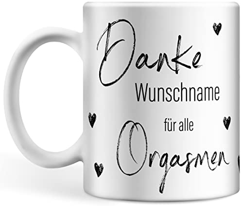 Tasse personalisiert mit Namen, Danke Wunschname für alle Orgasmen, Valentinstagsgeschenk für Sie und Ihn, Kaffeetasse, Keramiktasse von Deqosy