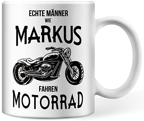 Tasse personalisiert mit Namen, Echte Männer wie Wunschname fahren Motorrad, Biker Motorradfahrer von Deqosy
