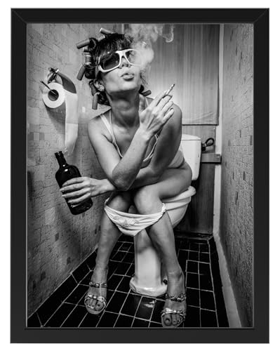 Toiletparty, Poster 30cm x 40cm mit Rahmen, Toilette Badezimmer Deko, Wand-Deko Bilder Lustiges Geschenk von Deqosy
