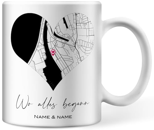 Personalisierte Tasse Wo alles begann, Jahrestag Geschenk, Geschenk zum Einzug, Hochzeitsgeschenk Partnertasse von Deqosy