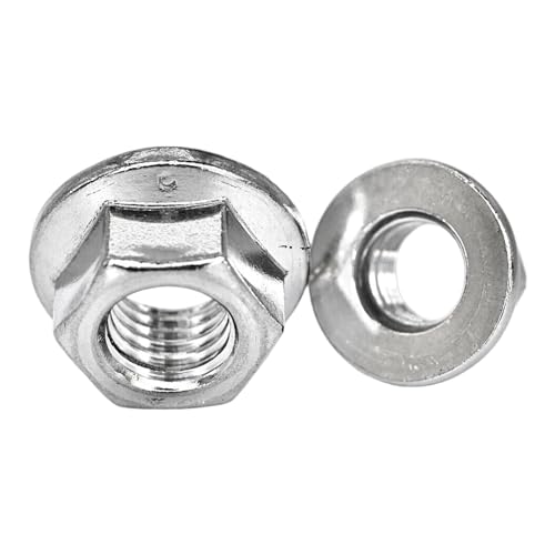 Flanschmutter Bundmutter Sechskantmutter Edelstahl A2 rostfrei DIN 6923 mit Flansch ohne Sperrverzahnung glatt ohne Rippen M4/M5/M6/M8/M10/M12 von Der Anschraubladen