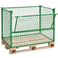 BASIC Palettenaufsatz mit Klappe, Maschenweite 50 x 50 mm, HxBxT 800 x 1.200 x 800 mm, maigrün von Basic