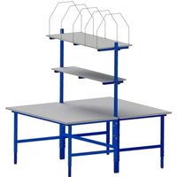 DAHMEN Manuell höhenverstellbarer Packtisch Classic, beidseitig, Komplett-Set, HxBxT 700-950 x 1.600 x 1.840 mm von DAHMEN