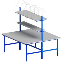 DAHMEN Manuell höhenverstellbarer Packtisch Classic, beidseitig, Komplett-Set, HxBxT 700-950 x 2.000 x 1.840 mm von DAHMEN
