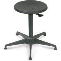 HEMMDAL Hocker, Sitz aus Buche, Sitzhöhe 380-515 mm, Stahlbasis, Bodengleiter von HEMMDAL