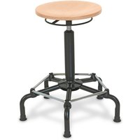 Hocker BASIC, Sitz aus Buche, Sitzhöhe 540-740 mm, Stahlbasis, Bodengleiter von Basic