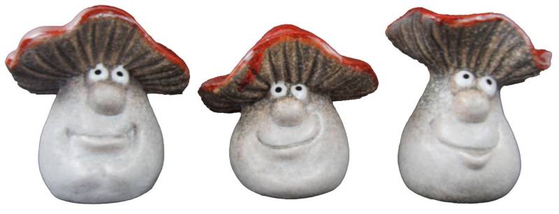 Der Holzwurm Dekofigur 3er Set lächelnde Pilze (3 St) von Der Holzwurm