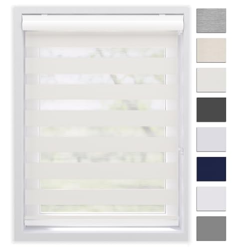 EFIXS Doppelrollo mit Kassette Montage Wand/Decke mit Bohren Breiten: 40-220, Höhe: bis 240 Hier: BxH (110 x 175) cm (Schneeweiss) Premium Duorollo, oder ohne Bohren mit Klemmhalter am PVC-Fenster EFIXS Doppelrollo mit Kassette Montage Wand/Decke mit Bohren Breiten: 40-220, Höhe: bis 240 Hier: BxH (110 x 175) cm (Schneeweiss) Premium Duorollo, oder ohne Bohren mit Klemmhalter am PVC-Fenster von Der Jalousienladen