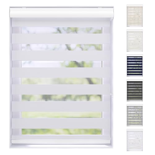 EFIXS Doppelrollo mit Kassette Montage Wand/Decke mit Bohren Breiten: 40-220, Höhe: bis 240 Hier: BxH (140 x 175) cm (Dimout-Weiss) Premium Duorollo, oder ohne Bohren mit Klemmhalter am PVC-Fenster von Der Jalousienladen