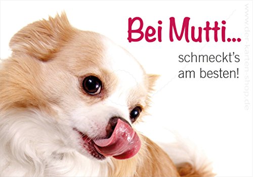 Kühlschrankmagnet Magnet Magnetschild Hund Chihuahua "Bei Mutti schmeckt's am besten!" Format 86 x 60 mm von Der-Karten-Shop.de