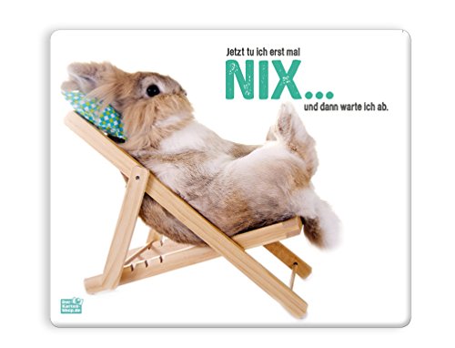 Witziges Mauspad, Mousepad 23 x 19 cm, mit Motiv, Kaninchen im Liegestuhl Ich tue heute nix und dann warte ich erst mal ab von Der-Karten-Shop.de