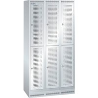 LISTA Garderobenschrank mit Lochfeld, (TxH) 500x1800mm, mit Sockel, 2-reihig, 3x2 Abteile, Zylinderschloss von Lista