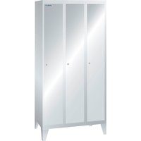 LISTA Garderobenschrank mit Lochfeld, (TxH) 500x1850mm, mit Füßen, 3 Abteile, Zylinderschloss von Lista