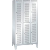 LISTA Garderobenschrank mit Lochfeld, (TxH) 500x1850mm, mit Füßen, 2-reihig, 3x2 Abteile, Verschlussvorrichtung von Lista