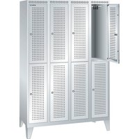 LISTA Garderobenschrank mit Lochfeld, (TxH) 500x1850mm, mit Füßen, 2-reihig, 4x2 Abteile, Zylinderschloss von Lista