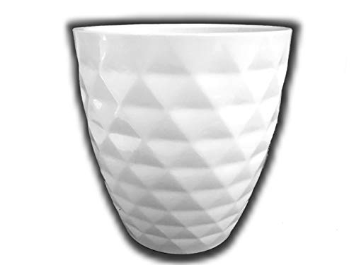 Der Perlenspieler® - Kerzenschmelzer-Tischlicht aus strukturierter Keramik-Weiss-Hochglanz- für kleine Tische und Balkone-3 mm Glasfaserdocht-12 cm x 12 cm von Der Perlenspieler