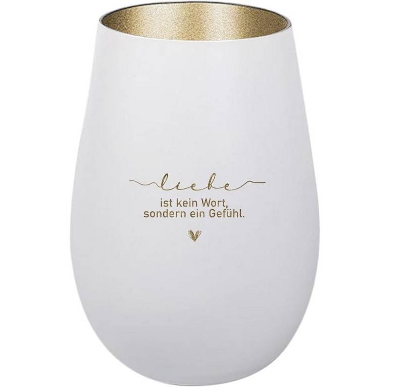 Der Porzellan-Laden Windlicht Personalisiertes Windlicht: 'Liebe ist kein Wort, sondern ein Gefühl.' von Der Porzellan-Laden