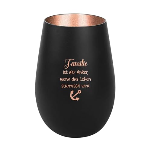 Der-Porzellan-Laden Windlicht mit Gravur Familie ist der Anker, Schwarz Bronze, Teelichthalter aus Glas mit Spruch, Tischdeko modern Der-Porzellan-Laden Windlicht mit Gravur Familie ist der Anker, Schwarz Bronze, Teelichthalter aus Glas mit Spruch, Tischdeko modern von Der-Porzellan-Laden