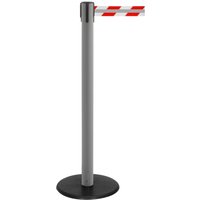 RS-GUIDESYSTEMS® Gurt-Absperrpfosten GLA 28-A REFLECTO, Länge 3,5 m, Breite 50 mm, Pfosten anthrazit, Gurt rot/weiß von RS-GUIDESYSTEMS®