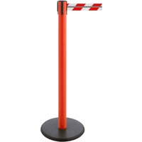 RS-GUIDESYSTEMS® Gurt-Absperrpfosten GLA 28-D REFLECTO, Länge 2,3 m, Breite 50 mm, Pfosten rot, Gurt rot/weiß von RS-GUIDESYSTEMS®
