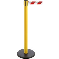 RS-GUIDESYSTEMS® Gurt-Absperrpfosten GLA 28-E REFLECTO, Länge 3,5 m, Breite 50 mm, Pfosten gelb, Gurt rot/weiß von RS-GUIDESYSTEMS®