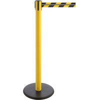 RS-GUIDESYSTEMS® Gurt-Absperrpfosten GLA 28-E REFLECTO, Länge 3,5 m, Breite 50 mm, Pfosten gelb, Gurt schwarz/gelb von RS-GUIDESYSTEMS®