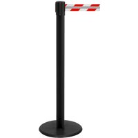 RS-GUIDESYSTEMS® Gurt-Absperrpfosten GLA 28-J REFLECTO, Länge 3,5 m, Breite 50 mm, Pfosten schwarz, Gurt rot/weiß von RS-GUIDESYSTEMS®