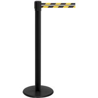 RS-GUIDESYSTEMS® Gurt-Absperrpfosten GLA 28-J REFLECTO, Länge 3,5 m, Breite 50 mm, Pfosten schwarz, Gurt schwarz/gelb von RS-GUIDESYSTEMS®
