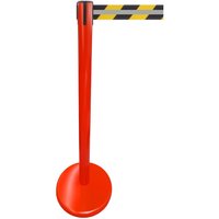 RS-GUIDESYSTEMS® Gurt-Absperrpfosten GLA 45-D REFLECTO, Länge 2,3 m, Breite 50 mm, Pfosten rot, Gurt schwarz/gelb von RS-GUIDESYSTEMS®