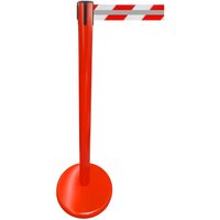 RS-GUIDESYSTEMS® Gurt-Absperrpfosten GLA 45-D REFLECTO, Länge 3,5 m, Breite 50 mm, Pfosten rot, Gurt rot/weiß von RS-GUIDESYSTEMS®