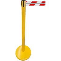 RS-GUIDESYSTEMS® Gurt-Absperrpfosten GLA 45-E REFLECTO, Länge 3,5 m, Breite 50 mm, Pfosten gelb, Gurt rot/weiß von RS-GUIDESYSTEMS®