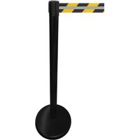 RS-GUIDESYSTEMS® Gurt-Absperrpfosten GLA 45-J REFLECTO, Länge 2,3 m, Breite 50 mm, Pfosten schwarz, Gurt schwarz/gelb von RS-GUIDESYSTEMS®