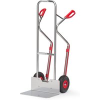 fetra® Alu-Stapelkarre, Tragkraft 200 kg, Schaufel BxT 480 x 300 mm, mit Gleitkufen, Luft-Bereifung von fetra®