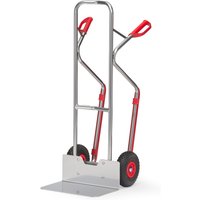 fetra® Alu-Stapelkarre, Tragkraft 200 kg, Schaufel BxT 480 x 300 mm, mit Gleitkufen, PU-Bereifung von fetra®