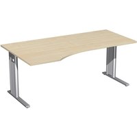 Geramöbel Büro-Schreibtisch Profi, C-Fuß-Gestell, PC-Form-Tischplatte links, BxT 1.800 x 1.000 mm, Ahorn von Geramöbel