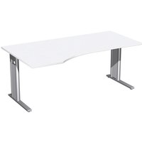 Geramöbel Büro-Schreibtisch Profi, C-Fuß-Gestell, PC-Form-Tischplatte links, BxT 1.800 x 1.000 mm, weiß von Geramöbel