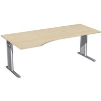 Geramöbel Büro-Schreibtisch Profi, C-Fuß-Gestell, PC-Form-Tischplatte links, BxT 2.000 x 1.000 mm, Ahorn von Geramöbel