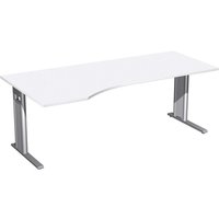 Geramöbel Büro-Schreibtisch Profi, C-Fuß-Gestell, PC-Form-Tischplatte links, BxT 2.000 x 1.000 mm, weiß von Geramöbel