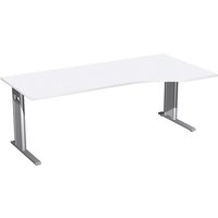 Geramöbel Büro-Schreibtisch Profi, C-Fuß-Gestell, PC-Form-Tischplatte rechts, BxT 2.000 x 1.000 mm, weiß von Geramöbel