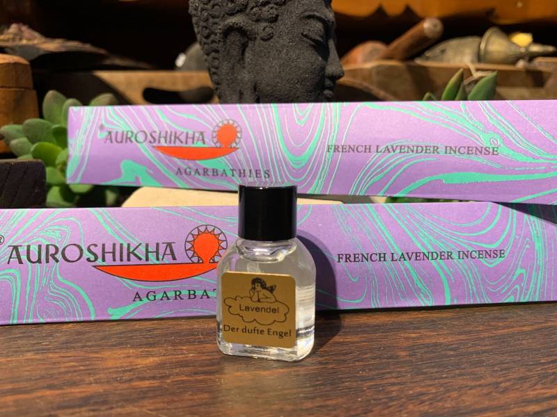 Der dufte Engel Raumduft Set Duftöl mit Auroshikha Räucherstäbchen (3er Set, 1x Duftöl 7ml, 2x 10g Räucherstäbchen), Raumduft, Raumduftverbesserer von Der dufte Engel