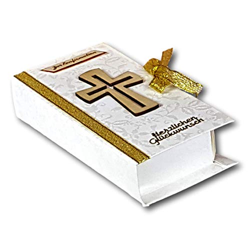 Der-kleine-Dekoladen Geldgeschenk Konfirmation Buch Gold Kreuz Verpackung für Geld von Der-kleine-Dekoladen