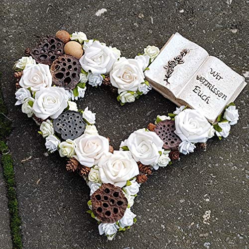Grabgesteck Herz Creme weiß Urnengrab Grabaufleger Allerheiligen Totensonntag Grabgesteck Herz Creme weiß Urnengrab Grabaufleger Allerheiligen Totensonntag von Der-kleine-Dekoladen