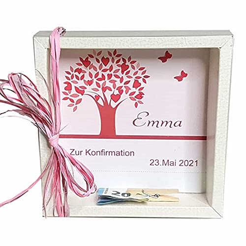 Geldgeschenk Verpackung Konfirmation Kommunion Mädchen Baum Personalisiert von Der-kleine-Dekoladen