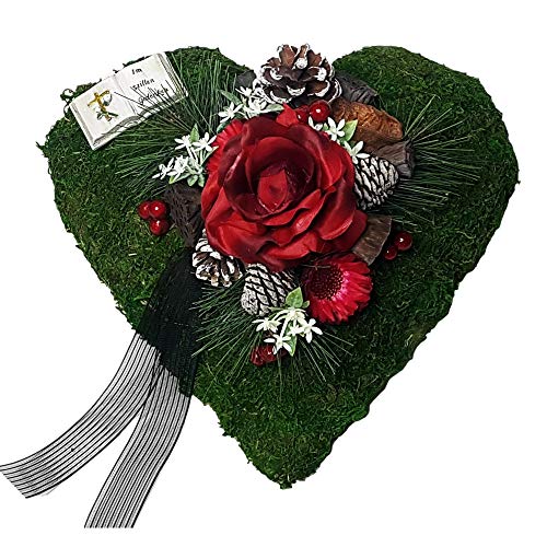 Der-kleine-Dekoladen Grabschmuck Grabgesteck Herz Rosen rot Moosherz Grabherz Trauerherz Gesteck 30cm Der-kleine-Dekoladen Grabschmuck Grabgesteck Herz Rosen rot Moosherz Grabherz Trauerherz Gesteck 30cm von Der-kleine-Dekoladen