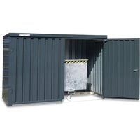 FLADAFI® Materialcontainer 10m², verzinkt, zerlegt, ohne Boden, Maße außen 5080x2170x2115 mm, Doppelflügeltür (asymmetrische Teilung), mittig in Breitseite von FLADAFI®