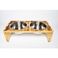 Hundebar Basic 2x1600Ml Futterhöhe 16cm Mittlere Hunde Futterstation Futterbar Futternapf Napf Futtertheke Geflammt von DerEinschneider
