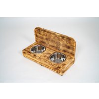 Hundebar S 2x700Ml Kleine Bis Mittlere Hunde Futterstation Futterbar Futternapf Napf Futtertheke Geflammt Futterhöhe 8, 5cm von DerEinschneider