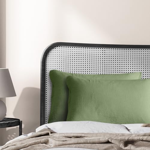 DerF HOME Muslin Kissenbezüge Set - 40x80 cm (2 Stück) – hellgrün, Weich, Atmungsaktiv und Pflegeleicht von DerF HOME